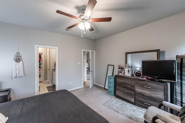 25843 Hickory Pecan Trl, Tomball, TX 77375 - bedroom featuring light carpet, baseboards, and ceiling fan