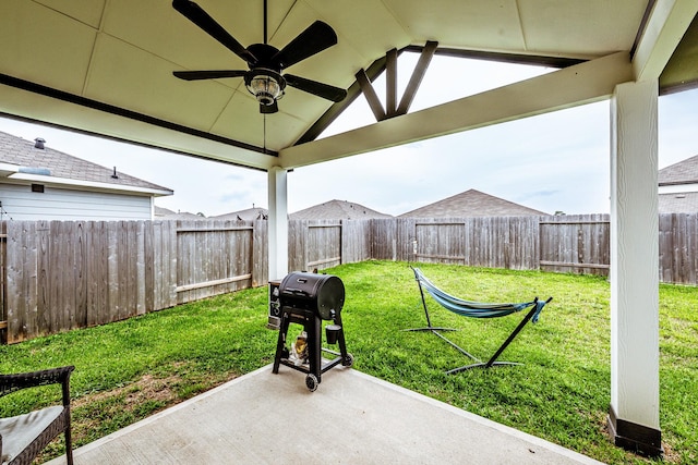 25843 Hickory Pecan Trl, Tomball, TX 77375 - view of patio / terrace with ceiling fan and area for grilling
