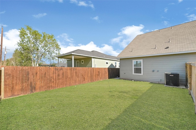 13218 Hp Johnson St A/B, Unit A/B Kendleton, TX 77451 - view of yard with a fenced backyard and central air condition unit