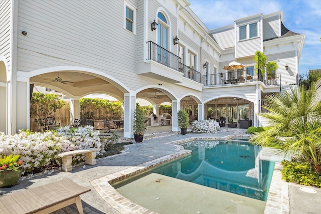 2222 Oxford St, Houston, TX 77008 - pool featuring a patio area and a ceiling fan