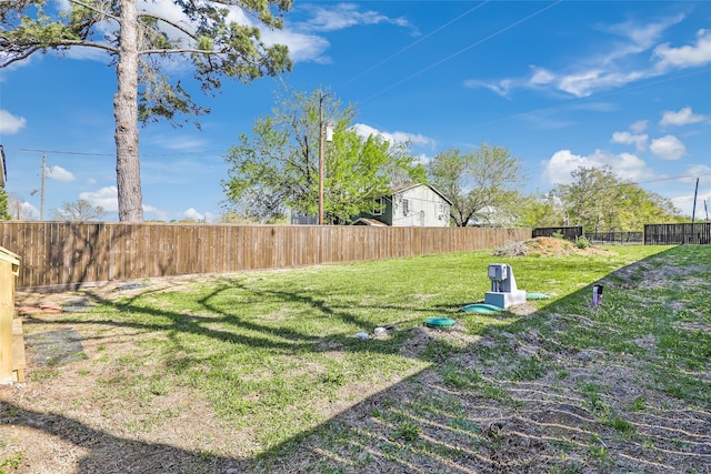 view of yard with a fenced backyard