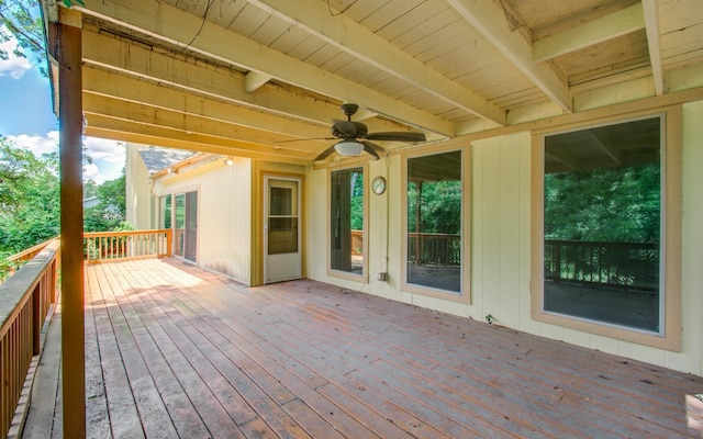 12728 Hollandale Dr, Houston, TX 77082 - wooden terrace featuring a ceiling fan