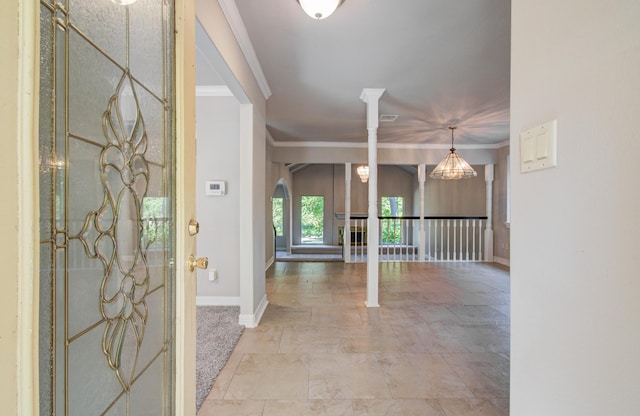 12728 Hollandale Dr, Houston, TX 77082 - entryway featuring decorative columns and ornamental molding