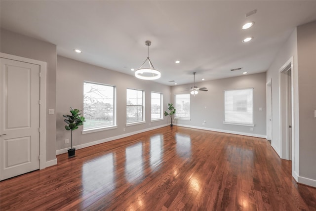 1005 Bingham St Unit 5, Houston, TX 77007 - interior space featuring baseboards, recessed lighting, visible vents, and dark wood finished floors