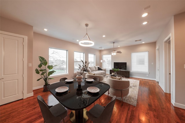 1005 Bingham St Unit 5, Houston, TX 77007 - dining area with recessed lighting, dark wood finished floors, and baseboards