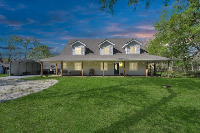 20202 Deer Run Rd, Damon, TX 77430 - country-style home featuring covered porch, driveway, a detached carport, and a front lawn