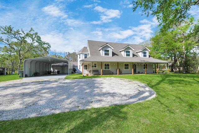 20202 Deer Run Rd, Damon, TX 77430 - farmhouse inspired home with a porch, a detached carport, driveway, and a front yard