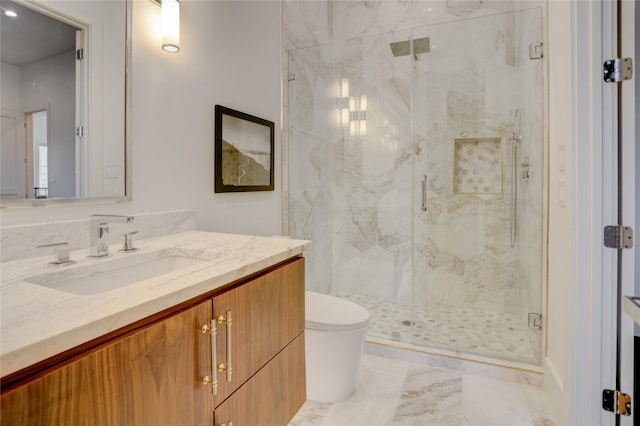 1810 Dunlavy St, Houston, TX 77006 - bathroom featuring marble finish flooring, a marble finish shower, toilet, and vanity