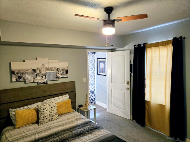 bedroom with carpet and ceiling fan