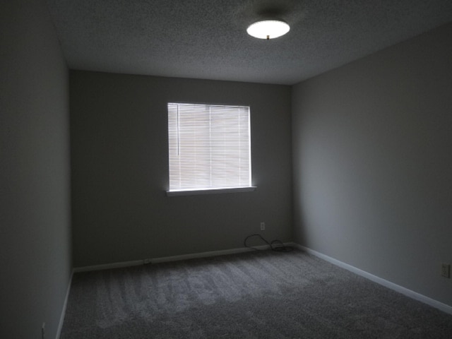 carpeted spare room featuring baseboards and a textured ceiling