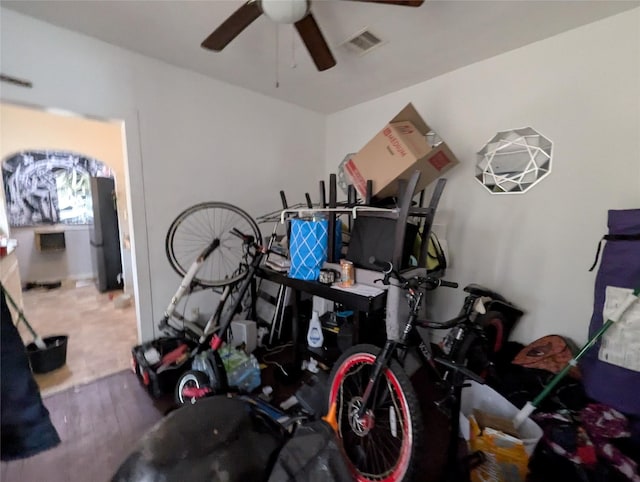 706 66th St Unit 2, Houston, TX 77011 - interior space featuring ceiling fan and visible vents