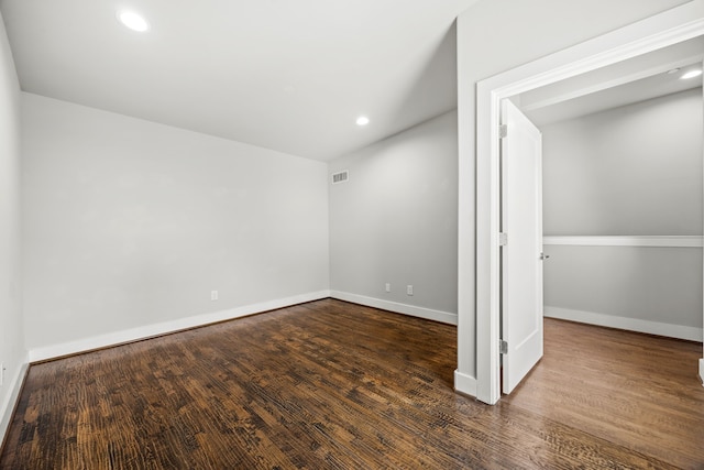unfurnished bedroom with recessed lighting, visible vents, and baseboards