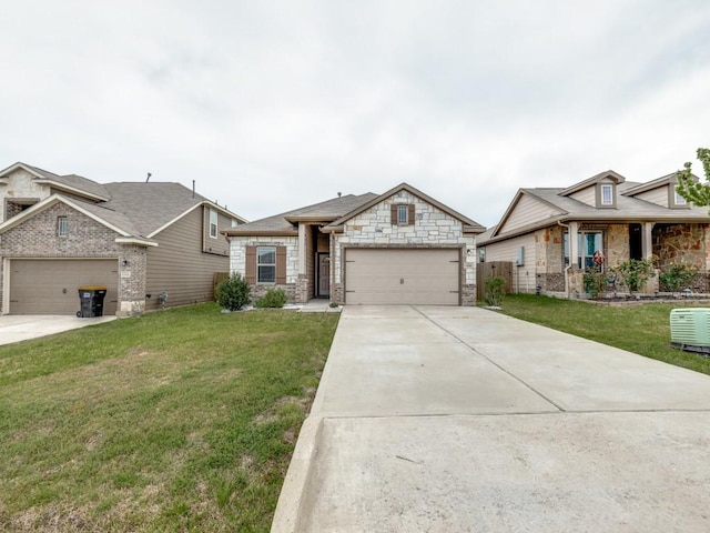 13088 Laura Lake Dr, Willis, TX 77318 - craftsman house with brick siding, a front lawn, an attached garage, and concrete driveway