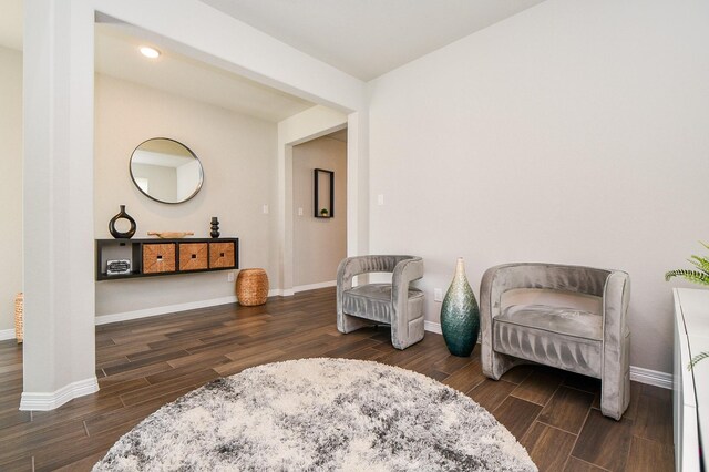 11115 Elderflower Dr, Missouri City, TX 77459 - sitting room featuring dark wood-type flooring, baseboards, and recessed lighting