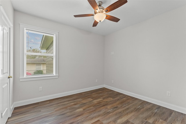 1603 Oleander Dr, La Marque, TX 77568 - unfurnished room with wood finished floors, baseboards, and a ceiling fan