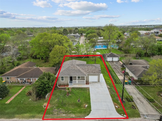 1603 Oleander Dr, La Marque, TX 77568 - view from above of property with property parcel outlined