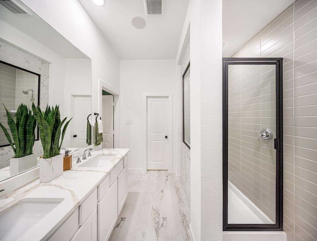 211 Cypress Pond Pl, Montgomery, TX 77316 - full bathroom with a stall shower, visible vents, and a sink