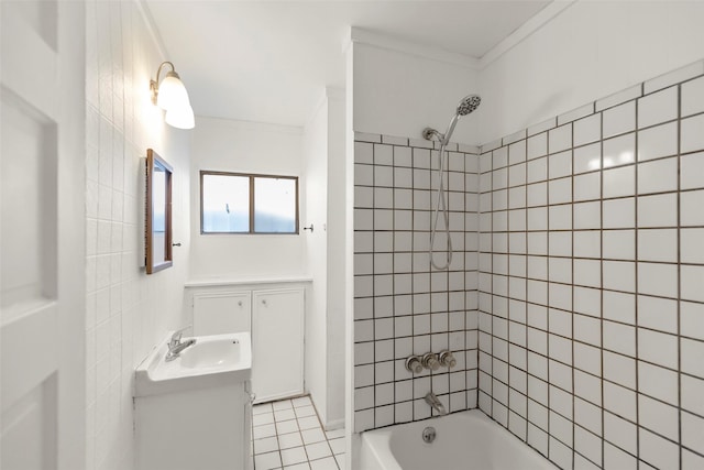 4605 Norhill Blvd, Houston, TX 77009 - full bathroom with  shower combination, tile patterned flooring, and vanity