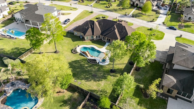 34 New Oak Trl, Humble, TX 77346 - aerial perspective of suburban area featuring a pool area