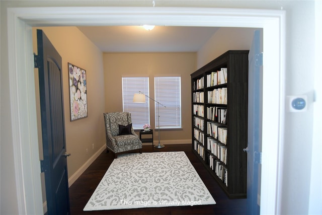 4321 Juniper Ln, Deer Park, TX 77536 - living area featuring baseboards and dark wood-style floors