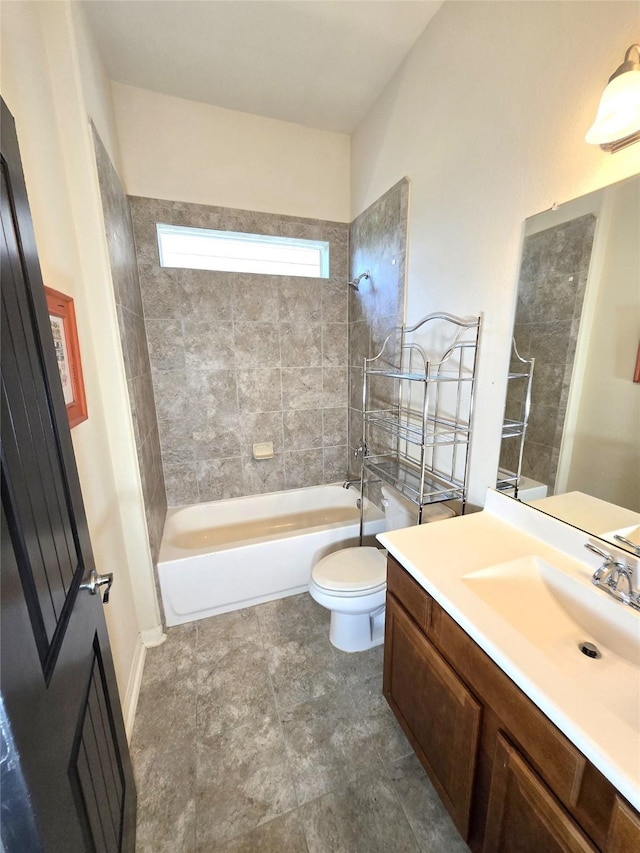 4321 Juniper Ln, Deer Park, TX 77536 - full bathroom featuring toilet, vanity, and shower / bathtub combination