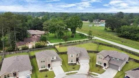 drone / aerial view with a residential view
