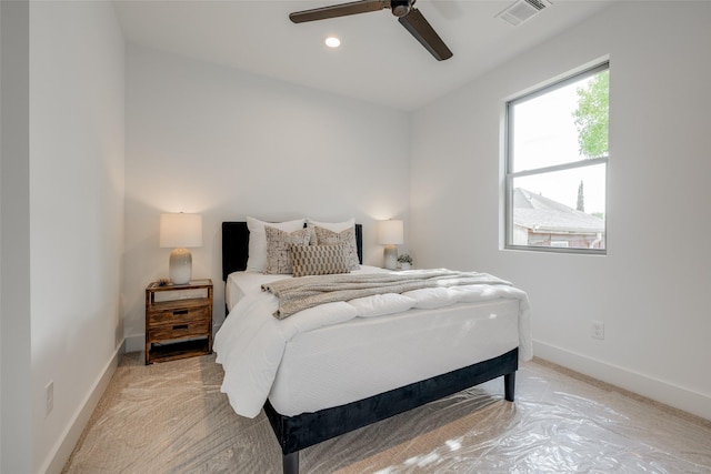 2113 Huldy St, Houston, TX 77019 - bedroom featuring baseboards, a ceiling fan, and recessed lighting