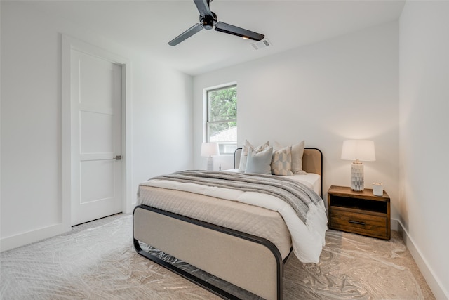 2113 Huldy St, Houston, TX 77019 - bedroom featuring baseboards, a ceiling fan, and carpet floors