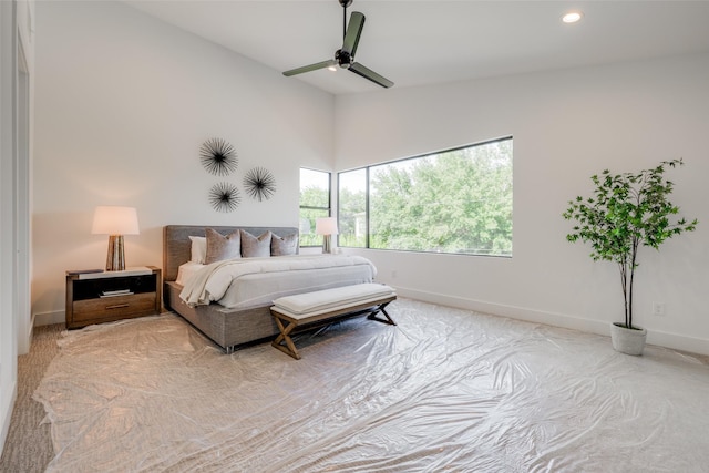 2113 Huldy St, Houston, TX 77019 - bedroom with baseboards, recessed lighting, and ceiling fan