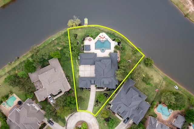 46 Cove View Trail Ct, The Woodlands, TX 77389 - view of property location with a pool area and property boundaries highlighted
