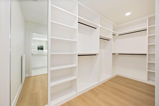 spacious closet with wood finished floors