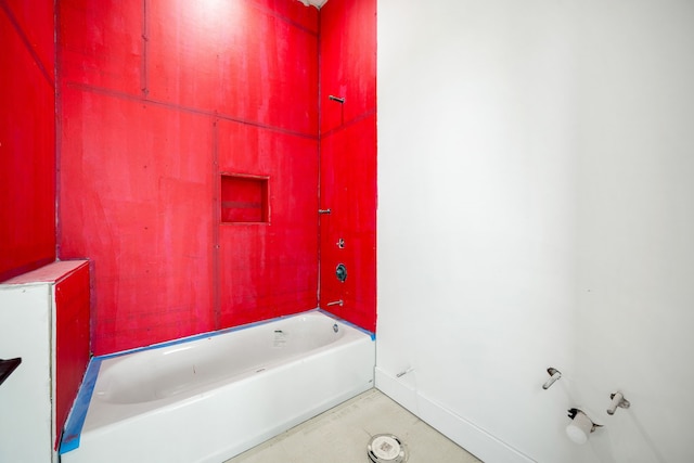 full bathroom with baseboards, tile patterned flooring, and a bathtub
