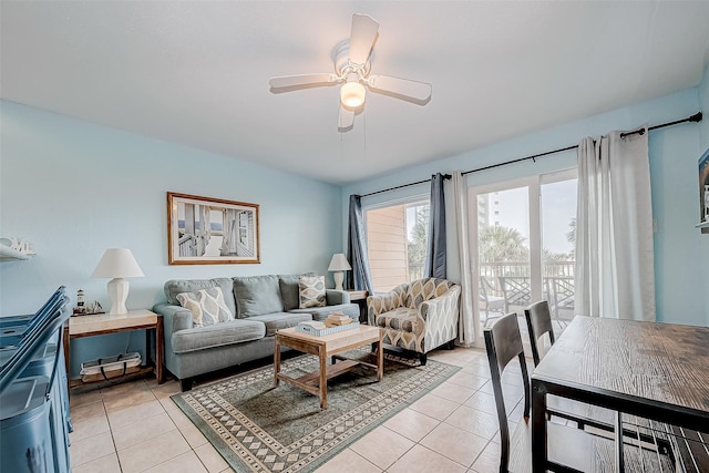 9520 Seawall Blvd Unit 126, Galveston, TX 77554 - living area featuring light tile patterned floors and ceiling fan