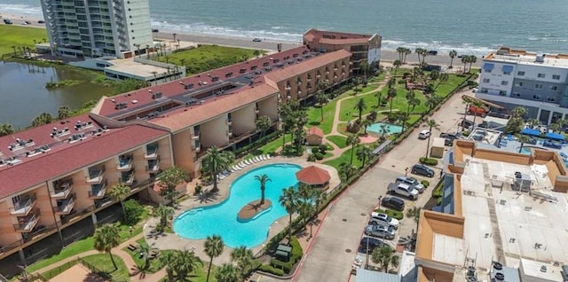 9520 Seawall Blvd Unit 126, Galveston, TX 77554 - birds eye view of property featuring a water view