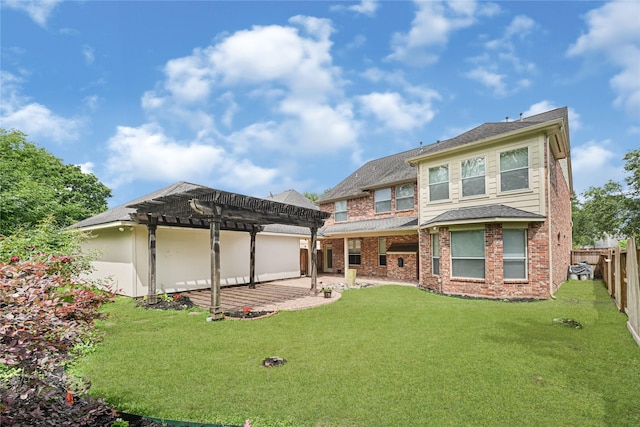3730 Arundel Gardens Ln, Sugar Land, TX 77498 - back of house featuring a pergola, a patio area, and brick siding