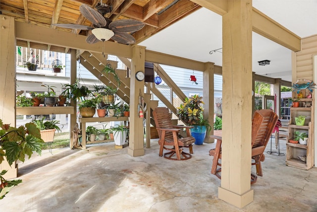 view of patio with stairway