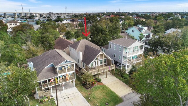 aerial view with a residential view