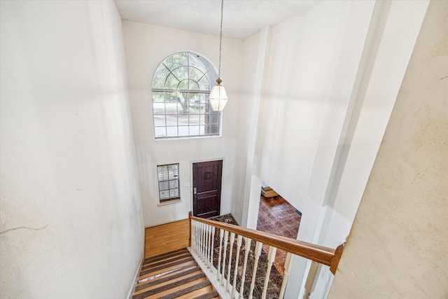 16023 Williwaw Dr, Houston, TX 77083 - staircase featuring wood finished floors