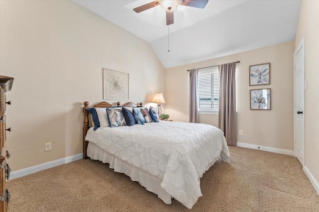 2052 Doolan Dr, Conroe, TX 77301 - bedroom with lofted ceiling, baseboards, light carpet, and a ceiling fan
