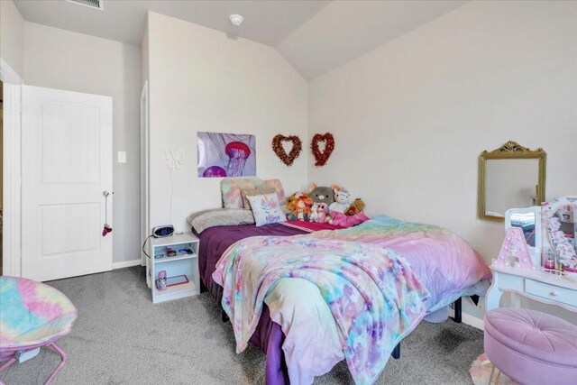 5510 Brooklyn Rose Dr, Rosharon, TX 77583 - bedroom with carpet, baseboards, and lofted ceiling