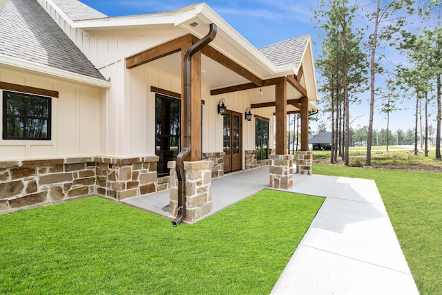 view of patio featuring french doors