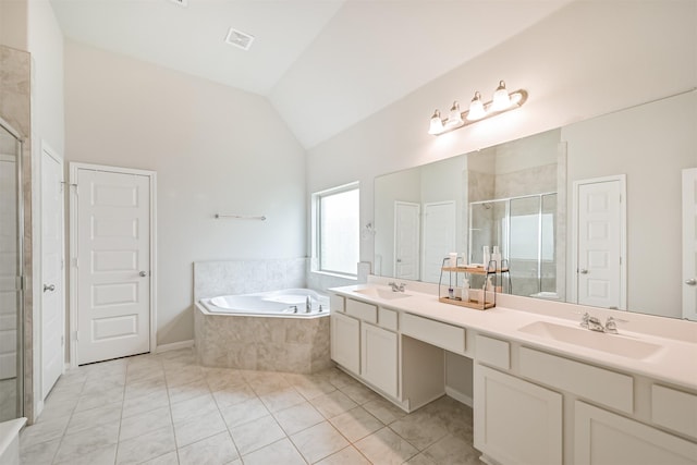 13710 Alaskan Brown Bear Trl, Crosby, TX 77532 - full bathroom featuring a garden tub, a stall shower, and a sink