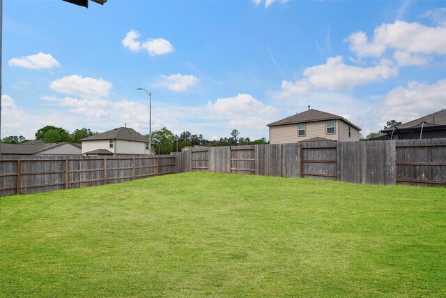 view of yard with a fenced backyard