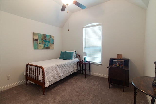 1627 Carriage Oaks Ln, Katy, TX 77494 - carpeted bedroom featuring ceiling fan, baseboards, and lofted ceiling