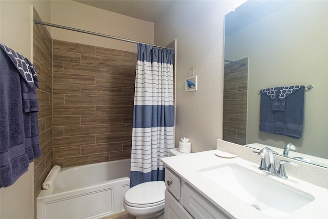 1627 Carriage Oaks Ln, Katy, TX 77494 - bathroom featuring toilet, shower / bathtub combination with curtain, and vanity