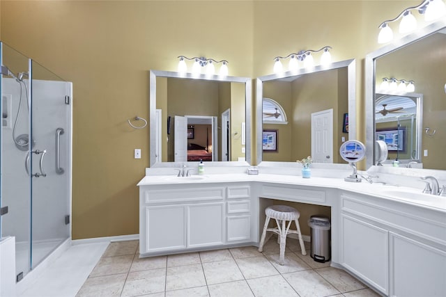 12510 Beauline Abbey St, Tomball, TX 77377 - full bath with a shower stall, double vanity, and a sink