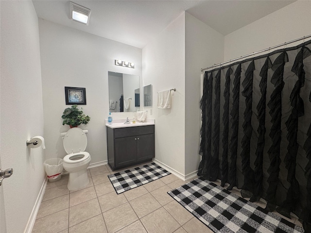208 County Road 308, Cleveland, TX 77327 - full bath with tile patterned floors, a shower with shower curtain, baseboards, and vanity