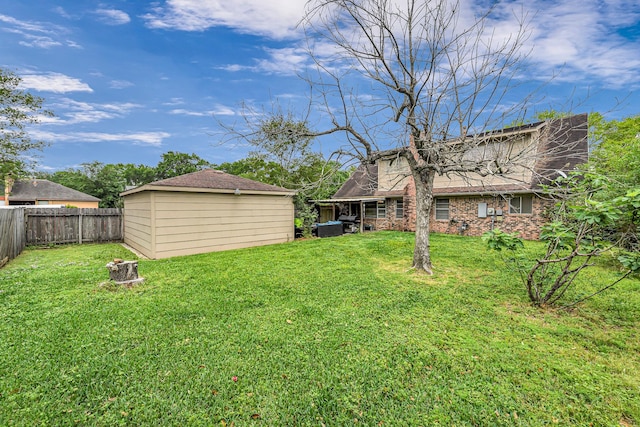 3102 Blue Hills Dr, Missouri City, TX 77459 - view of yard featuring an outbuilding and a fenced backyard