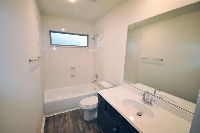 2101 Amistad Rd, League City, TX 77539 - full bath featuring vanity, toilet, shower / bathtub combination, and wood finished floors