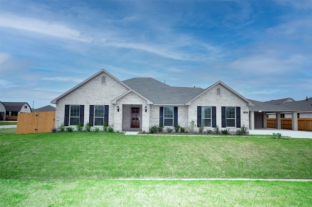2101 Amistad Rd, League City, TX 77539 - view of front of home with brick siding, a front yard, fence, and an attached garage